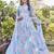 Women sky blue tie dye georgette fit & flare gown