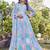 Women sky blue tie dye georgette fit & flare gown