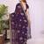 Purple georgette embroidery work saree with matching blouse piece
