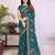 Teal georgette embroidery work saree with matching blouse piece