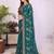 Teal georgette embroidery work saree with matching blouse piece