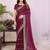 Burgundy fendy chiffon embroidery work saree with matching blouse piece