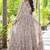 Women beige geometric print pattern georgette fit & flare gown