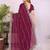 Burgundy fendy chiffon embroidery work saree with matching blouse piece