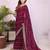 Burgundy fendy chiffon embroidery work saree with matching blouse piece