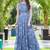 Women blue geometric print pattern georgette fit & flare gown