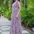 Women purple geometric print pattern georgette fit & flare gown