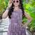 Women purple geometric print pattern georgette fit & flare gown