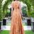 Women orange geometric print pattern georgette fit & flare gown
