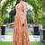 Women orange geometric print pattern georgette fit & flare gown