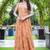 Women orange geometric print pattern georgette fit & flare gown