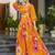 Women mustard all-over floral print georgette fit & flare gown