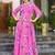 Women pink all-over floral print georgette fit & flare gown