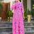 Women pink all-over floral print georgette fit & flare gown