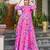 Women pink all-over floral print georgette fit & flare gown