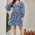 Women blue all-over floral print poly cotton fit & flare gown