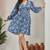 Women blue all-over floral print poly cotton fit & flare gown