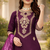 WINE COTTON BLEND WITH EMBROIDERY WORK DESIGN WOMEN KURTI SET 