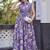 Women purple all-over floral print poly cotton fit & flare gown