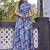 Women blue all-over floral print poly cotton fit & flare gown