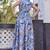 Women blue all-over floral print poly cotton fit & flare gown