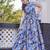 Women blue all-over floral print poly cotton fit & flare gown
