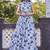Women white all-over floral print poly cotton fit & flare gown