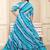 Women blue striped print georgette fit & flare gown