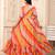 Women yellow-red striped print georgette fit & flare gown