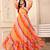Women yellow-red striped print georgette fit & flare gown