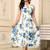 Women blue all-over floral print polyster fit & flare midi dress