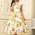 Women yellow all-over floral print polyster fit & flare midi dress