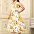 Women yellow all-over floral print polyster fit & flare midi dress