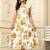Women yellow all-over floral print polyster fit & flare midi dress
