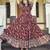 Women brown printed cotton blend anarkali dress