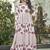 Women pink block printed tiered anarkali maxi dress
