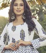 Women white floral printed tiered anarkali maxi dress