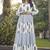 Women white floral printed tiered anarkali maxi dress