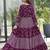 Women wine maroon leaf printed tiered anarkali maxi dress