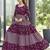 Women wine maroon leaf printed tiered anarkali maxi dress