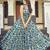 Women beige-blue floral printed sleeveless anarkali maxi gown
