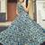 Women beige-blue floral printed sleeveless anarkali maxi gown