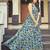 Women beige-blue floral printed sleeveless anarkali maxi gown