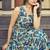 Women beige-blue floral printed sleeveless anarkali maxi gown