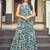 Women beige-blue floral printed sleeveless anarkali maxi gown