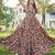 Women beige-red floral printed sleeveless anarkali maxi dress