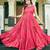 Women pink printed sleeveless tiered anarkali maxi dress