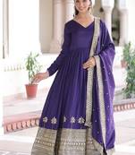 Womens new fancy vichitra silk with rich sequins embroidered work  gown set