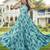 Women sea green  floral printed sleeveless tiered anarkali maxi dress