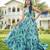 Women sea green  floral printed sleeveless tiered anarkali maxi dress